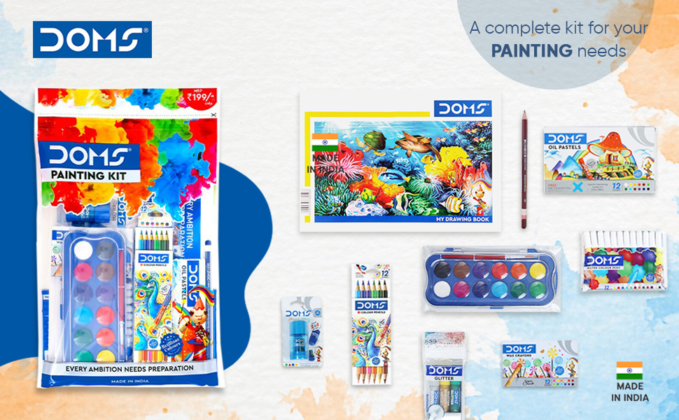 Picture of DOMS Painting Etc Kit full set 9pcs Bundle value pack for Painting, Drawing and Sketching