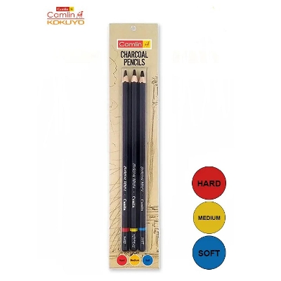 Picture of Camel Black Medium Soft Hard Charcoal Pencils