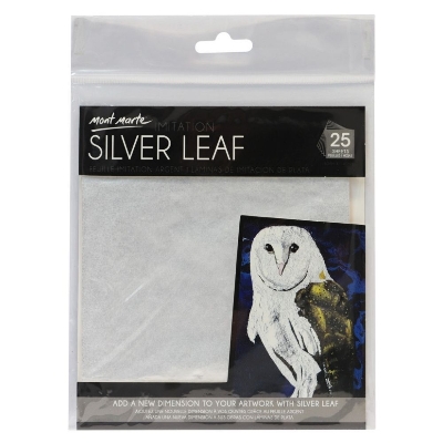 Picture of Mont Marte Imitation Silver Leaf 14x14cm | 25Sheets  14 x 14cm Instructions included