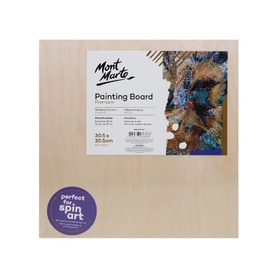Picture of Mont Marte Wood Painting Board 12 x 12in | Suitable for pour painting, mixed media, spin art, plein air painting, gouache, oil, acrylics, dry media and loads of other uses