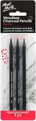 Picture of Mont marte woodless charcoal Pencil 3 Pcs | Soft Medium Hard
