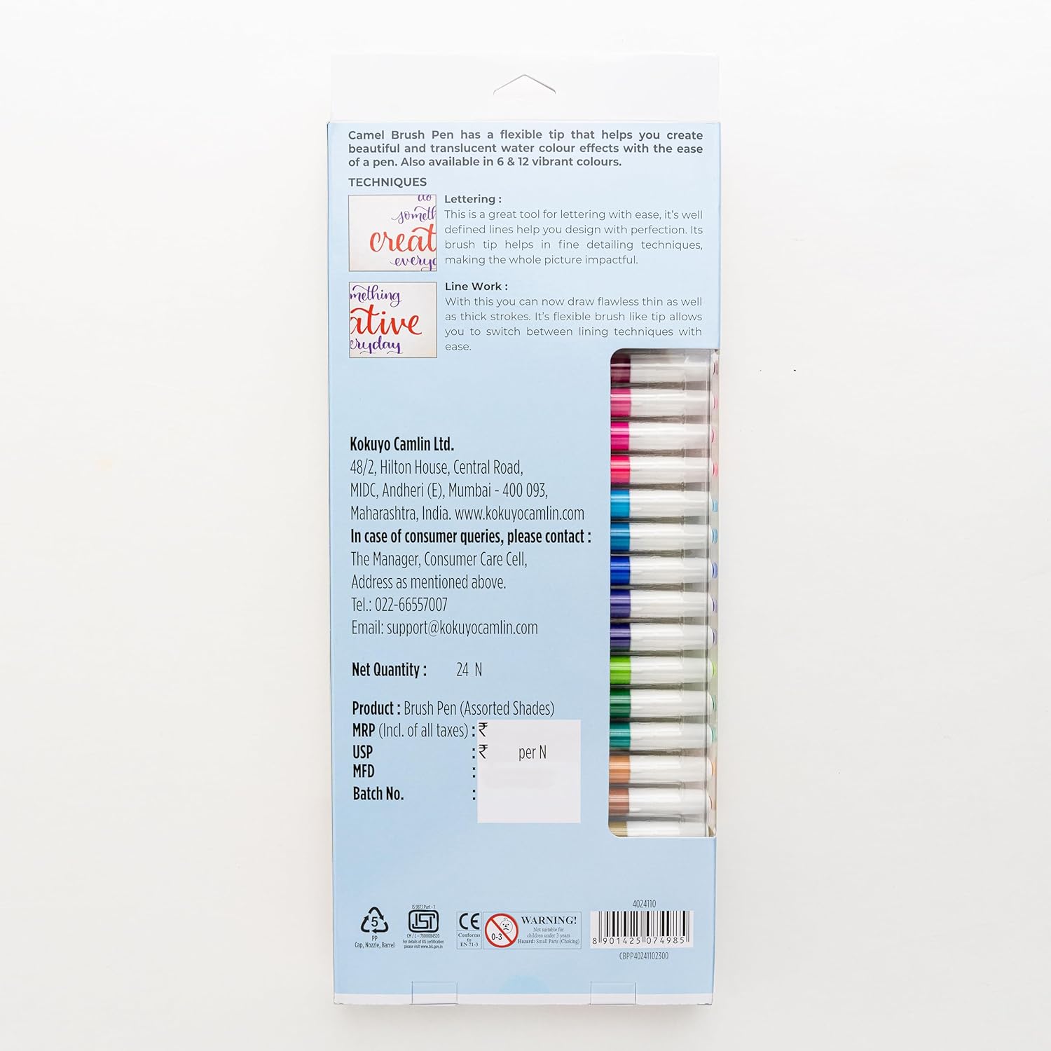 Picture of Camel Camlin Premium Brush pen 26 pcs multicolor ● For professional artists, students and kids & children