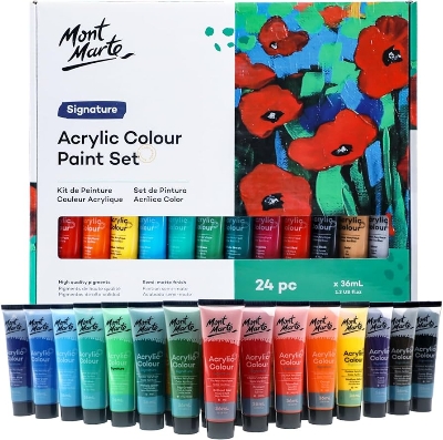 Picture of Mont Marte Signature Acrylic Paint Set | 24 Colors x 36ml | Semi-Matte Finish