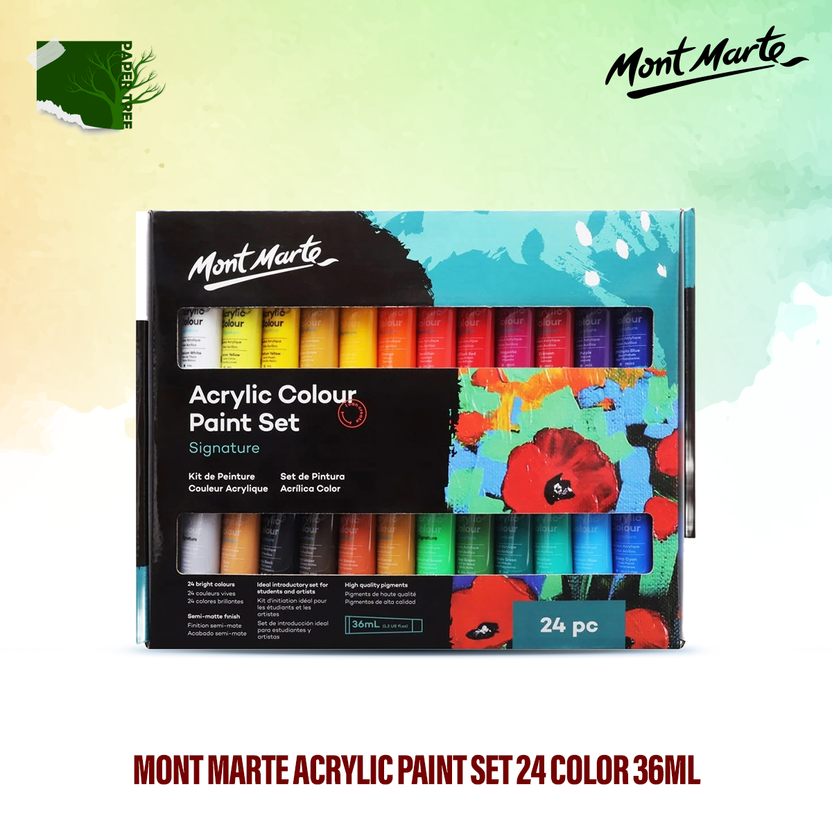 Picture of Mont Marte Signature Acrylic Paint Set | 24 Colors x 36ml | Semi-Matte Finish