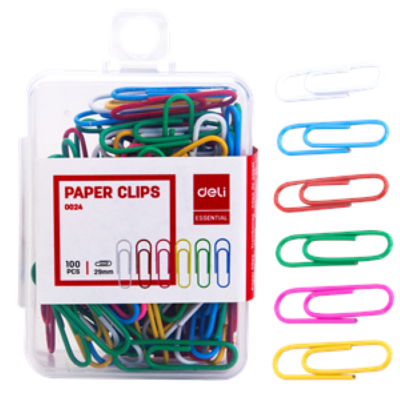 Picture of Deli E0024 Color Paper Clip 100 pcs (Assorted)