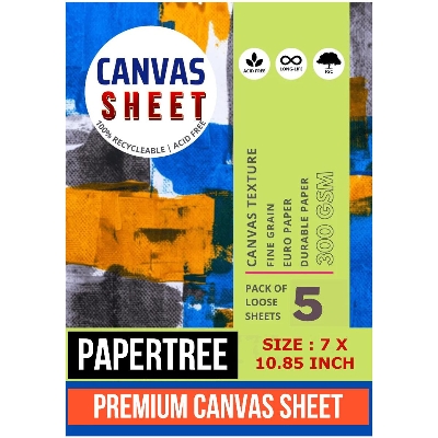 Picture of Canvas Sheets For Water Acrylic Oil And Gouache Paint | Size : 7x10.85 inch | Pack of 05 sheets