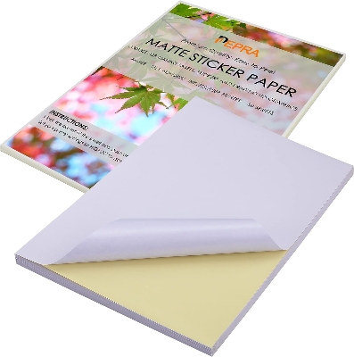 Picture of Papertree Matte Sticker Printer Paper for Photos, Drawing, Arts & Crafts - Self Adhesive Address Label Paper for Inkjet & Laser Printer pack of 50 sheets