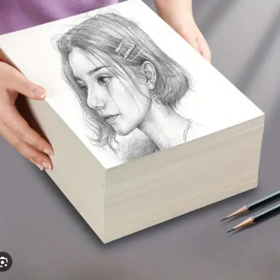 Picture of Off White Cartridge Paper Drwaing paper for sketch color pencil charcoal and pen drawing 120gm Pack of 100Pcs