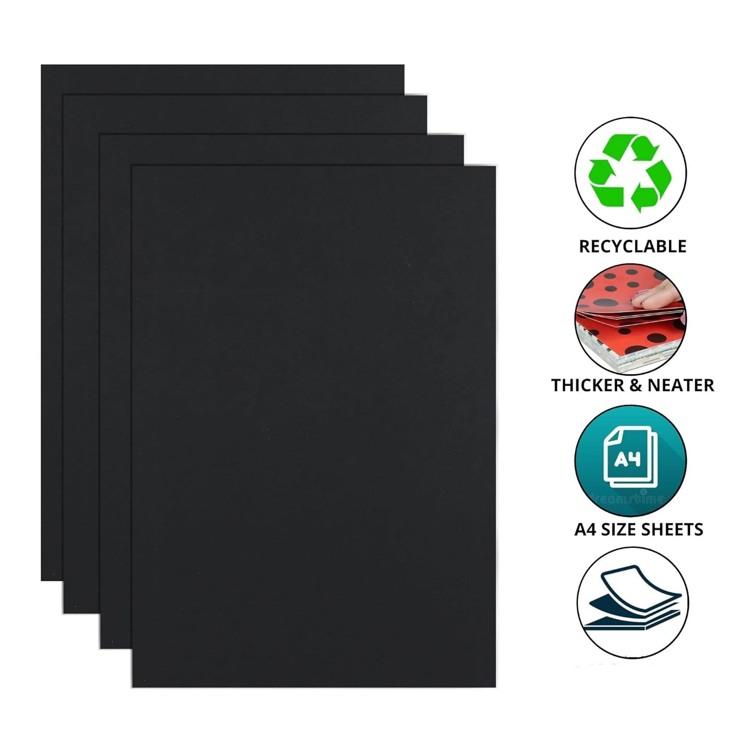 Picture of Black Art card | Card Stock Paper Black | Black sketch Paper | Use white gel pen,Metallic pen,Glitter pen | Black 300gsm 10 sheets A4 Size