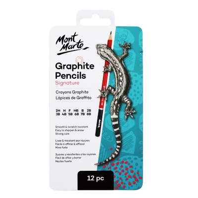 Picture of Mont Marte Graphite Pencils 12 Pcs Iron Box - 2H H F HB B 2B 3B 4B 5B 6B 7B 8B