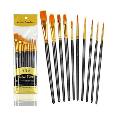 Picture of Paint Brushes Set, 10 Pcs Paint Brushes For Acrylic Painting, Paint Brushes for Drawing