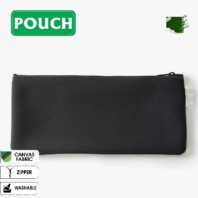 Picture of Premium Pouch Pencil Bag for Cosmetics, Mobile, Coins - Off White Canvas with Zipper, 8x4.5 inches