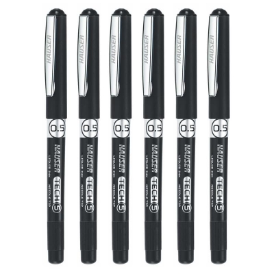 Picture of Hauser Tech 5 Gel Pen Black Ink Tip Size  0.55 mm  | Liquid Ink With German Technology | Comfortable Grip With Smudge Free Writing | Sturdy, Refillable Pen | Blue Ink