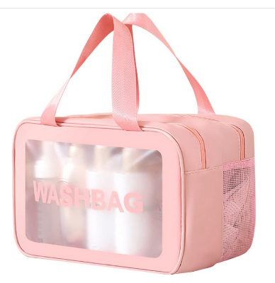 Picture of Dry and Wet Separate Large Capacity Cosmetic Bag  Portable Travel Storage Bag Transparent Skin Care Bag for Toiletries,Waterproof & Draining Make up Bags,PVC Thickened Wash Bag for Women Men(31*15*21cm)