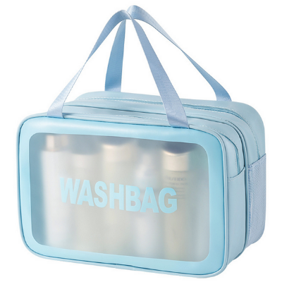 Picture of Dry and Wet Separate Large Capacity Cosmetic Bag  Portable Travel Storage Bag Transparent Skin Care Bag for Toiletries,Waterproof & Draining Make up Bags,PVC Thickened Wash Bag for Women Men(31*15*21cm)
