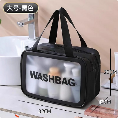 Picture of Dry and Wet Separate Large Capacity Cosmetic Bag  Portable Travel Storage Bag Transparent Skin Care Bag for Toiletries,Waterproof & Draining Make up Bags,PVC Thickened Wash Bag for Women Men(31*15*21cm)