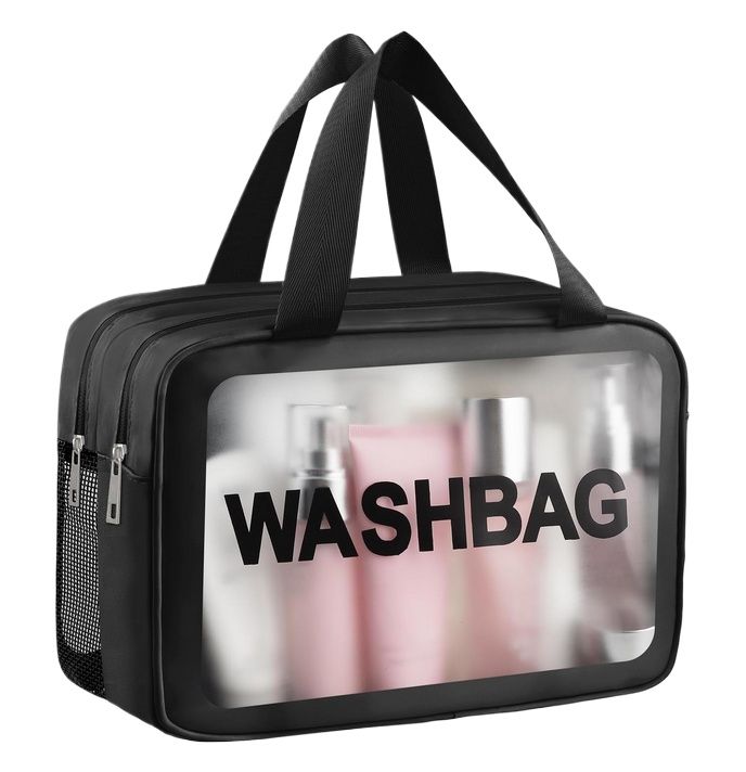 Picture of Dry and Wet Separate Large Capacity Cosmetic Bag  Portable Travel Storage Bag Transparent Skin Care Bag for Toiletries,Waterproof & Draining Make up Bags,PVC Thickened Wash Bag for Women Men(31*15*21cm)