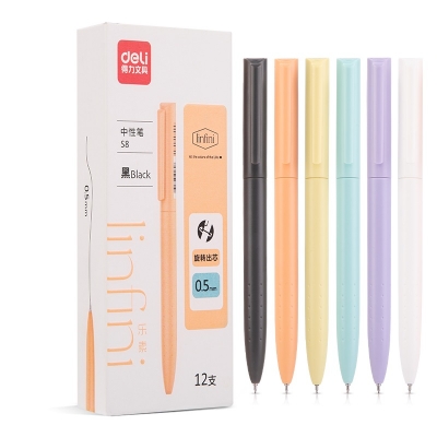 Picture of Deli S8 Quick-drying Rotary Writing Gel Pen 0.5mm Black - 12 Pcs or 2 PCS