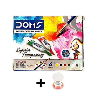 Picture of Doms Water Color Tubes- 6/12 Colors + Free 1pc Neon Eraser