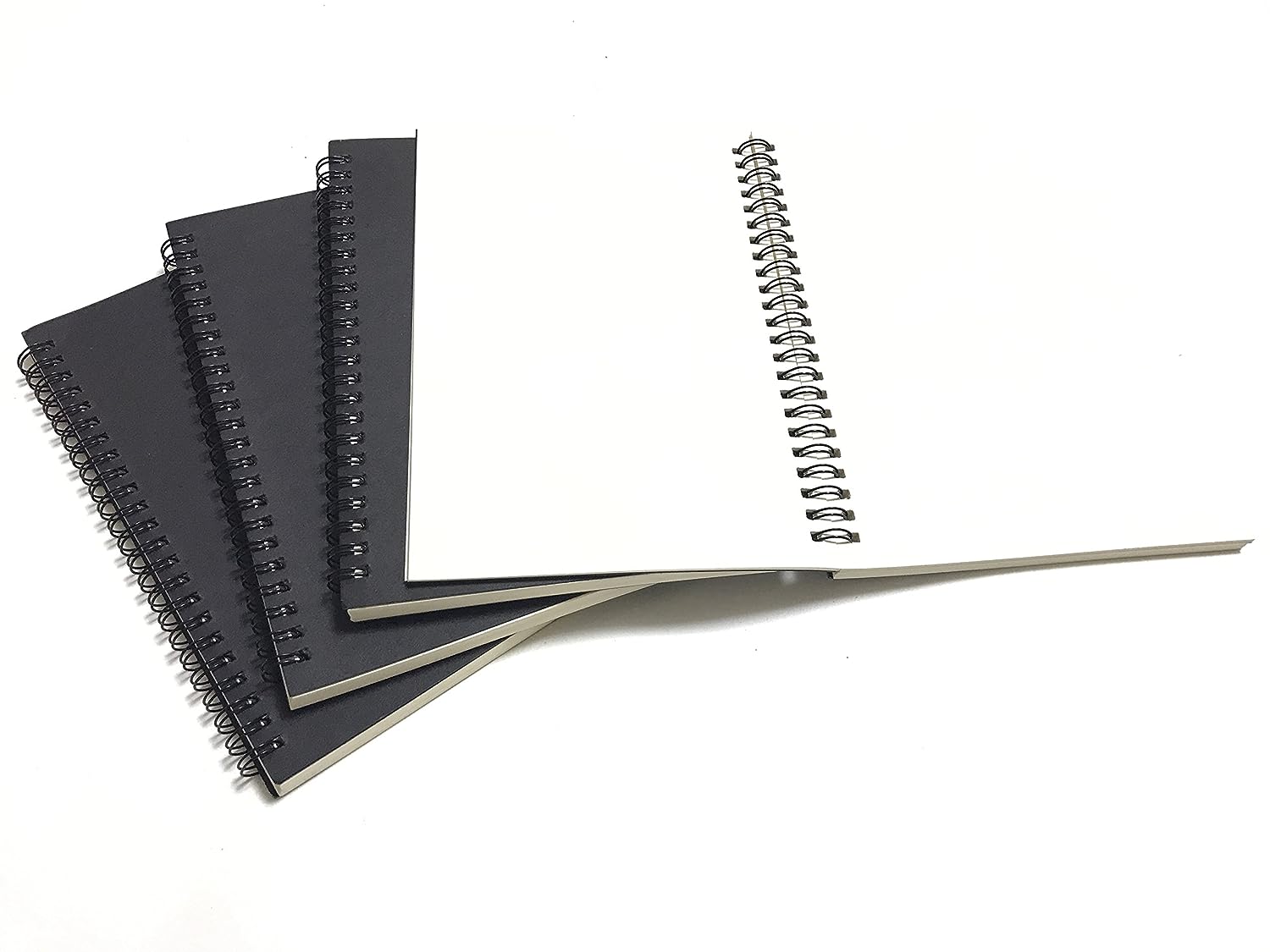 Picture of Papertree Spiral Sketch Notebook Black Cover White Blank Paper Wirebound