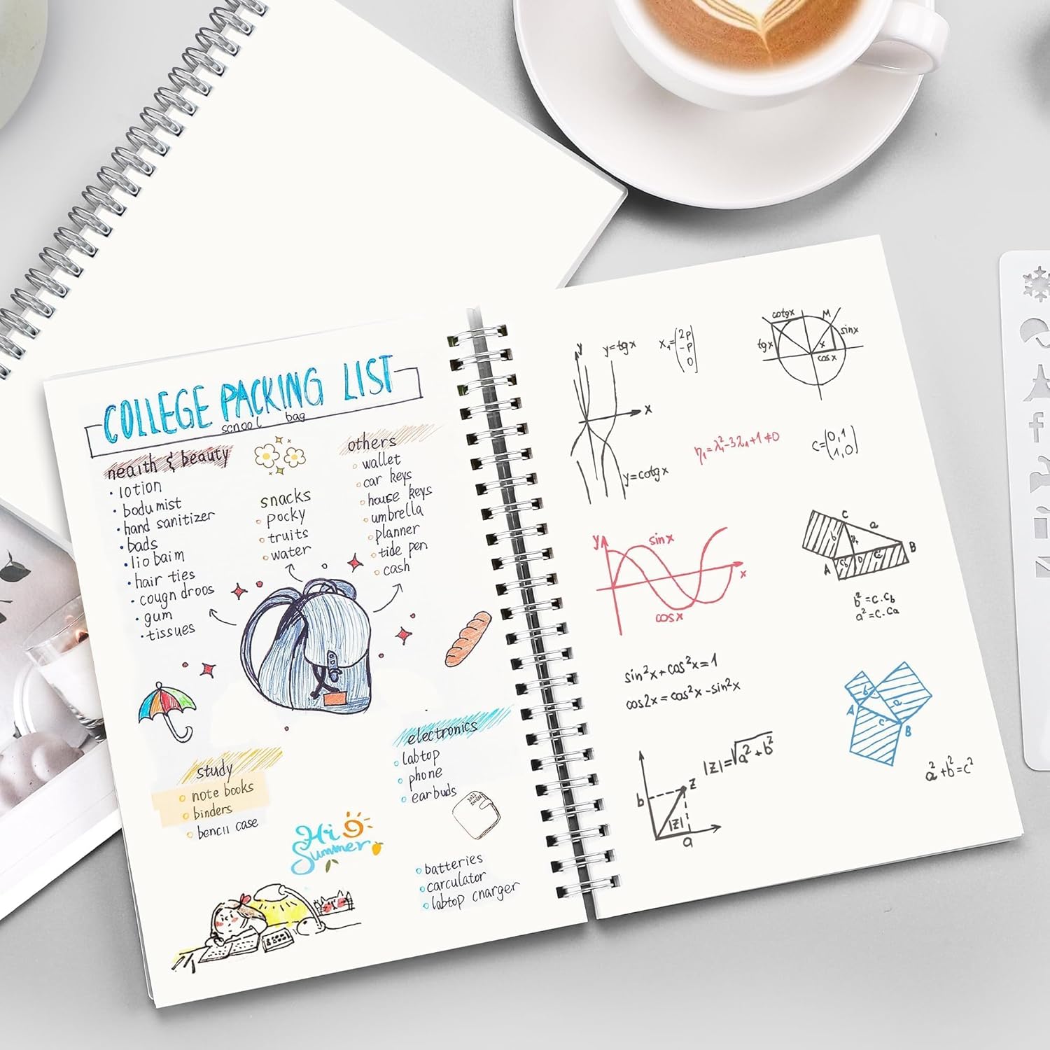 Picture of Papertree Spiral Sketch Notebook Black Cover White Blank Paper Wirebound