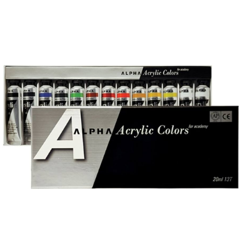 Picture of Alpha Silver Label Acrylic Paint Set (20ml, 12 Colours)for Artist and Academy