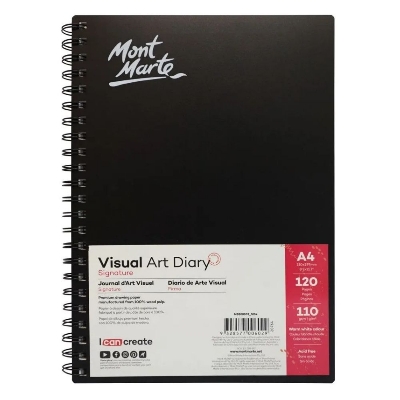 Picture of Mont Marte Visual Art Diary Spiral Bound White Paper A4 110gsm 120 Sheet