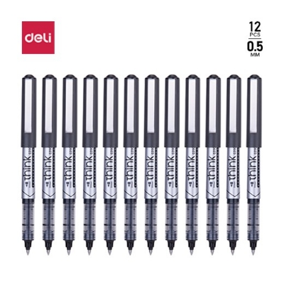 Picture of Deli EQ20020 Think Roller Pen Black | Pack of 12 Pcs | 01 Pcs