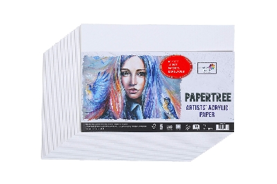 Picture of Papertree White Canvas Art card | Watercolor & Acrylic Paper 4x4 inch / 7X4.5 iNCH | Pack of 10 Pcs