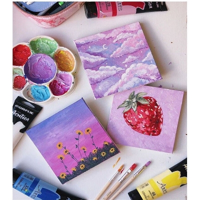 Picture of Papertree White Canvas Art card | Watercolor & Acrylic Paper 4x4 inch / 7X4.5 iNCH | Pack of 10 Pcs