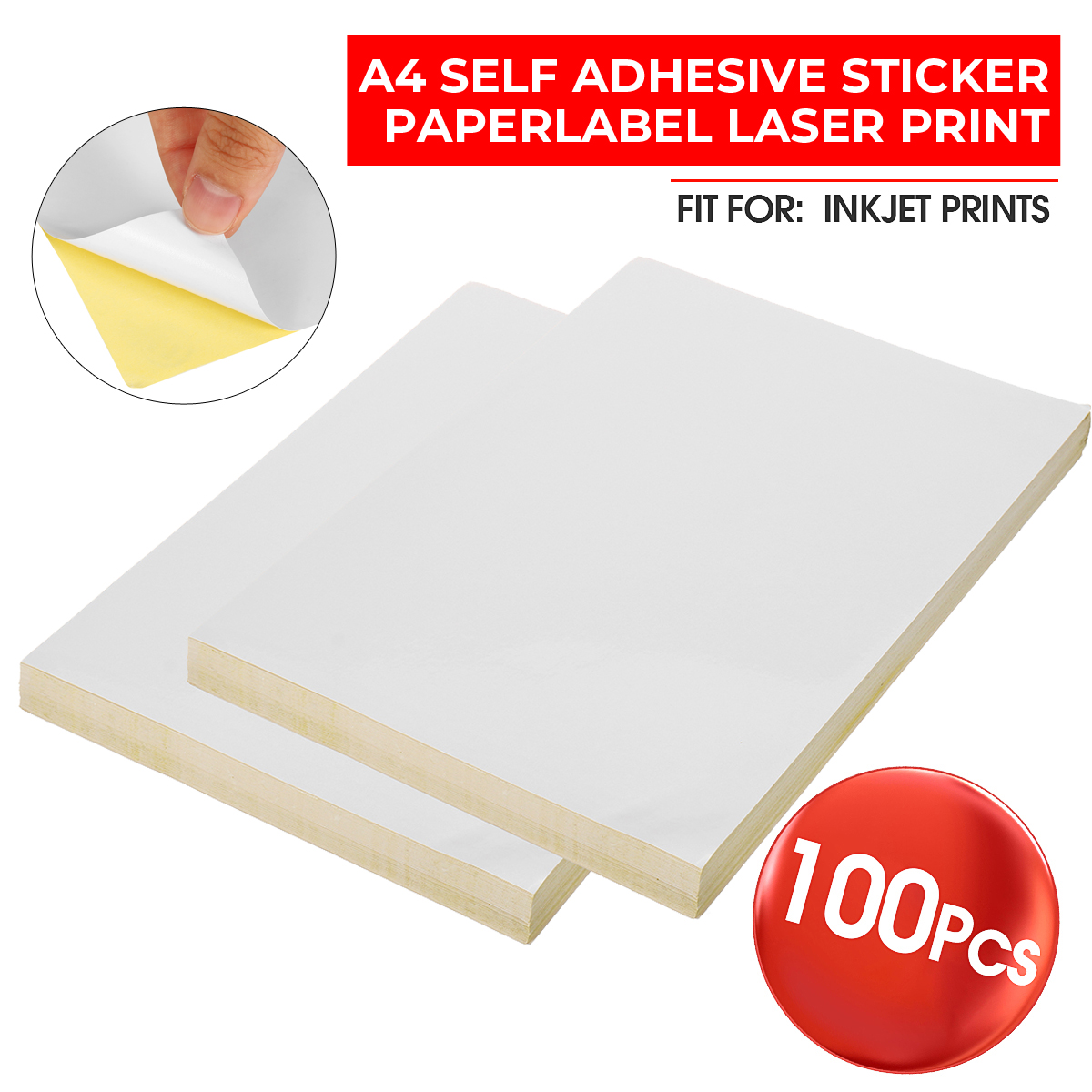 Picture of Premium Quality Glossy & Matte Sticker Paper | Super strong adhesive | Inkjet & Laser print |  A4 size 100 pcs