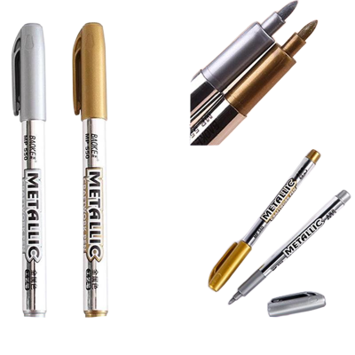 Picture of Gold And Silver Metallic Art Marker Pen Craftwork pen For DIY Painting Pens Signature Greeting card Design Art (pack of 2pcs)