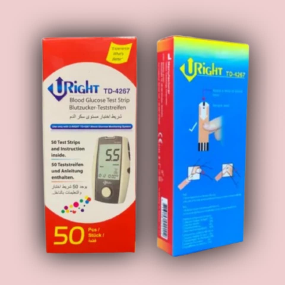 Picture of URight Blood Glucose Test Strips Foil Pack TD-4267 25 & 50 pcs Foil Pack