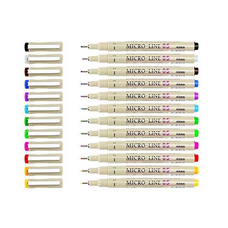 Picture of 12 Colors 0.5 mm Micro-Pen Fineliner Pen Set Ink Pens