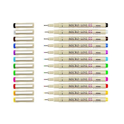 Picture of 12 Colors 0.5 mm Micro-Pen Fineliner Pen Set Ink Pens