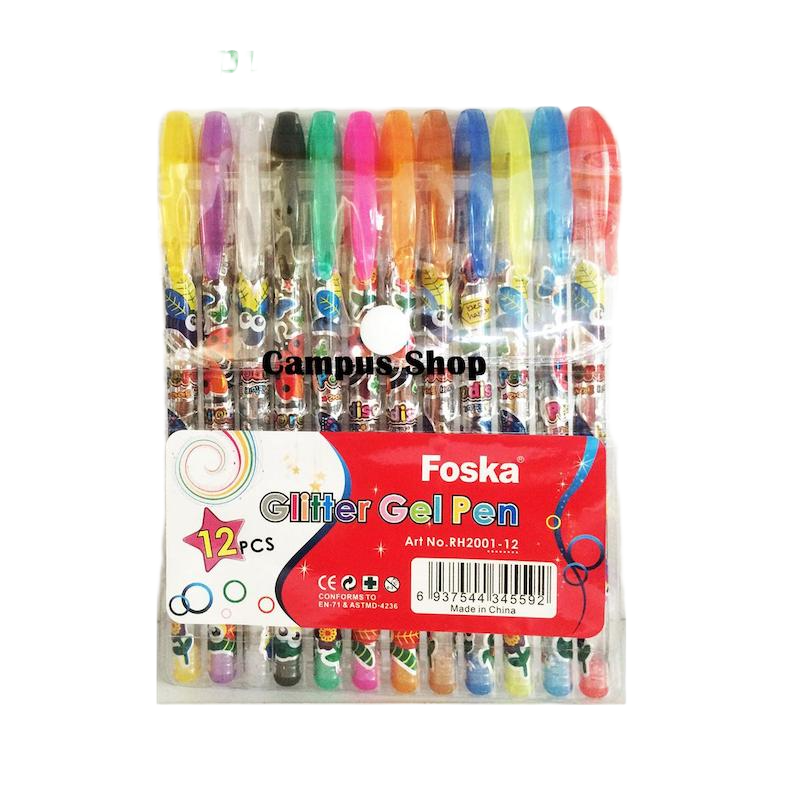 Picture of Foska Glitter Gel Pen - 12 Pcs - Fountain Pen