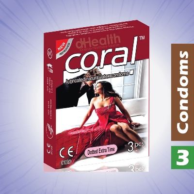Picture of Coral Dotted Extra Time Condom, Single Pack, 3 Pcs