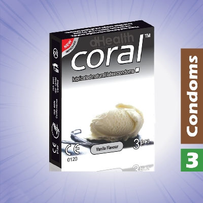 Picture of Coral Vanilla Flavor Condom Condom, Single Pack, 3 Pcs