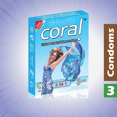 Picture of Coral 3 in 1 Condom, Single Pack, 3 Pcs