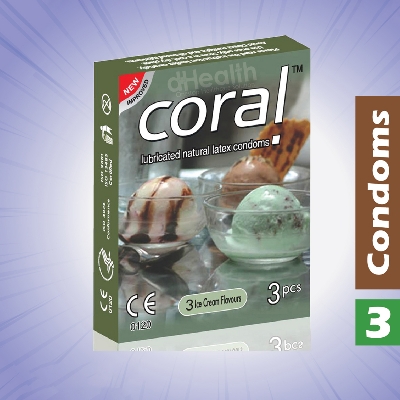 Picture of Coral 3 Ice Cream Flavor Condom Fruits Condom, Single Pack, 3 Pcs