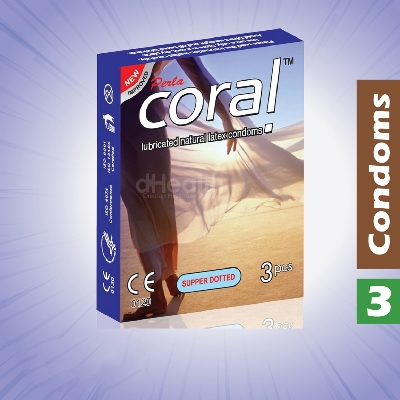 Picture of Coral Supper Dotted Condom, Single Pack, 3 Pcs