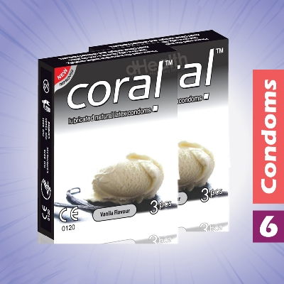 Picture of Coral Vanilla Flavor Condom 2's Combo Pack, 6 Pcs
