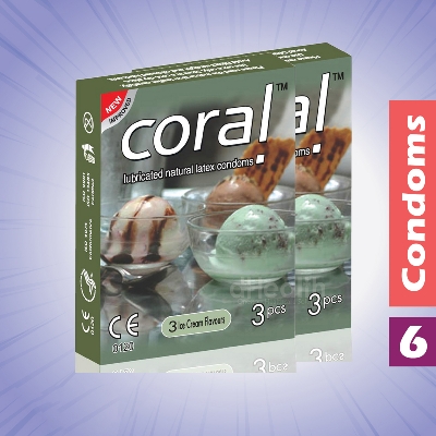 Picture of Coral 3 Ice Cream Flavor Condom Fruits 2's Combo Pack, 6 Pcs
