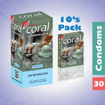 Picture of Coral 3 Ice Cream Flavor Condom Fruits Full Box / 10's Pack (30 Pcs)