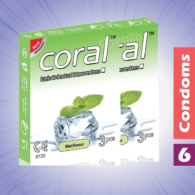 Picture of Coral Mint Flavor Condom 2's Combo Pack, 6 Pcs