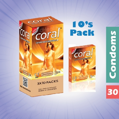 Picture of Coral 3 Fruits Flavor Condom Girl Full Box / 10's Pack (30 Pcs)