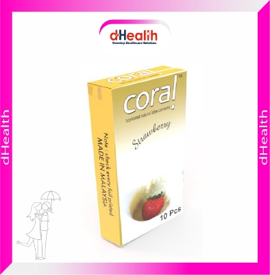 Picture of Coral Strawberry Flavored Lubricated Natural Latex Condoms Single Pack(1x10)=10Pcs