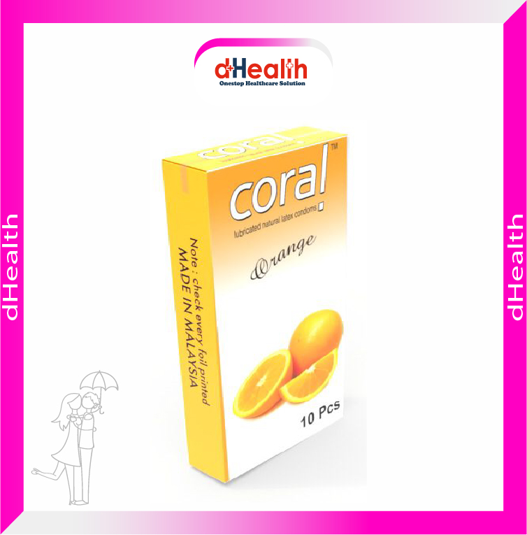 Picture of Coral Orange Flavored Lubricated Natural Latex Condoms Single Pack(1x10)=10Pcs & RY Jelly 10g Personal Lubricate Combo Pack