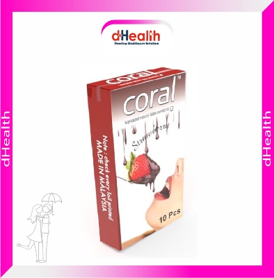 Picture of Coral Strawberry Flavored Lubricated Natural Latex Condoms Single Pack(1x10)=10Pcs & RY Jelly 30g Personal Lubricate Combo Pack