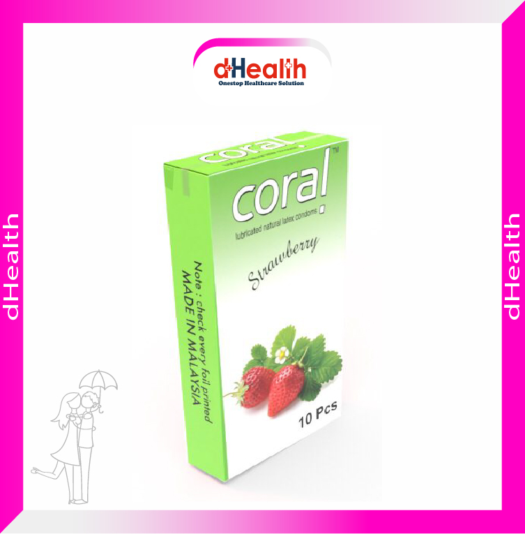 Picture of Coral Orange Flavored Lubricated Natural Latex Condoms (2x10)=20Pcs Combo Pack